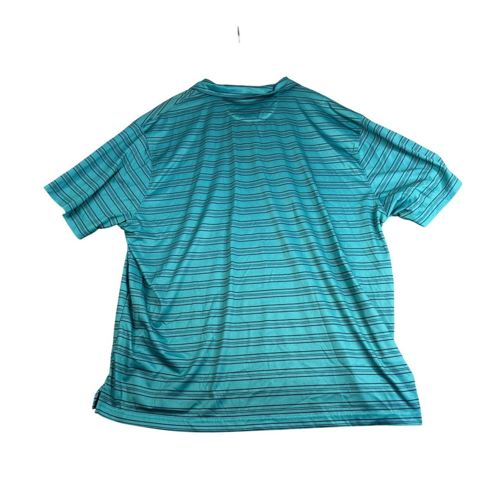 Etonic Mens XXL Teal Green Striped Short Sleeve Golf Polo Shirt Performance Top